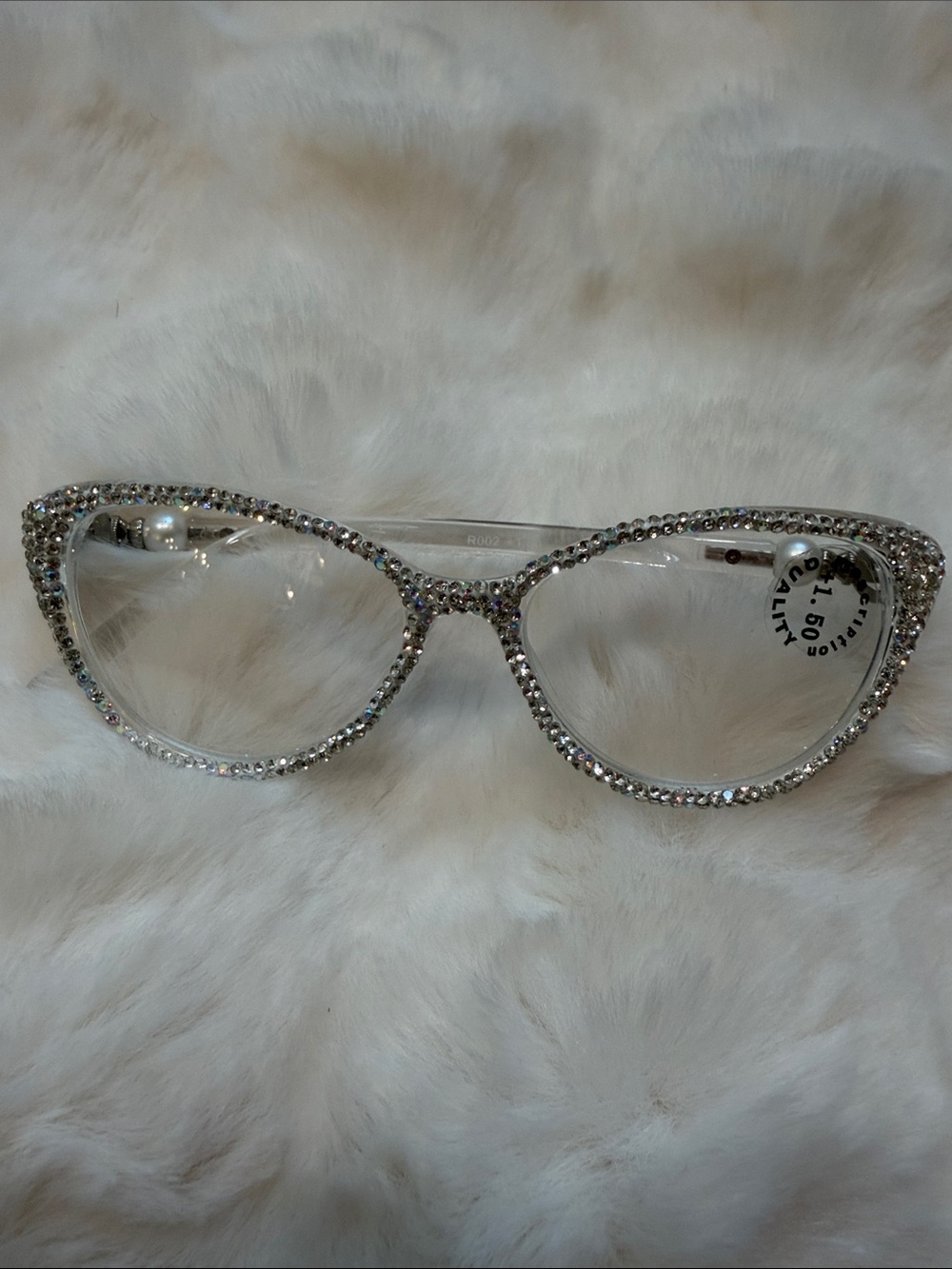 Crystal Embellished Clear Cat Eye Glasses - Women Accessories